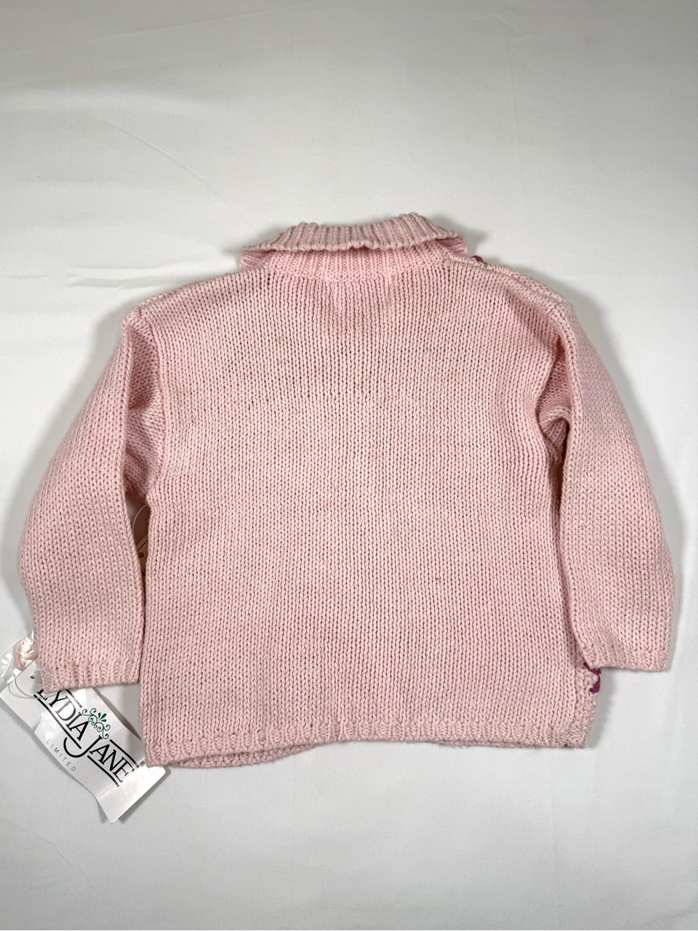 VINTAGE NWT LYDIA JANE Girls Hand Knit Floral Cardigan 4T Cottagecore 90s NEW - Picture 10 of 13